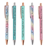 Ballpoint Pens Waterproof Ink Lightweight Portable Plastic Pressing Type Clip Design Writing Ballpoint Pens Set of 5pcs