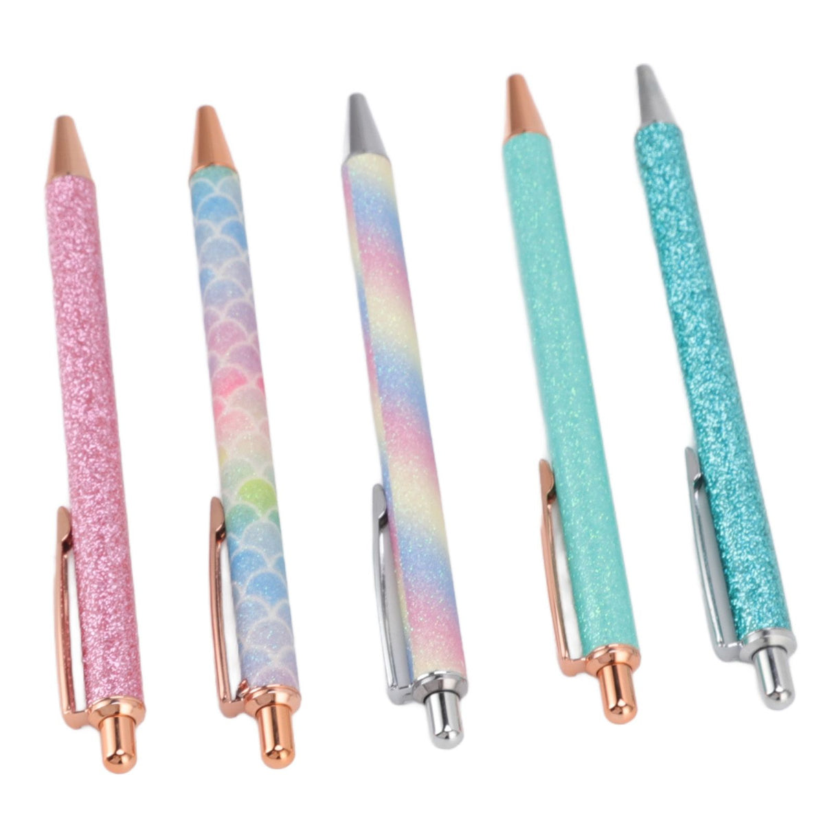 Ballpoint Pens Waterproof Ink Lightweight Portable Plastic Pressing Type Clip Design Writing Ballpoint Pens Set of 5pcs