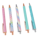Ballpoint Pens Waterproof Ink Lightweight Portable Plastic Pressing Type Clip Design Writing Ballpoint Pens Set of 5pcs - Front View