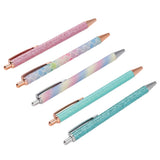 Ballpoint Pens Waterproof Ink Lightweight Portable Plastic Pressing Type Clip Design Writing Ballpoint Pens Set of 5pcs