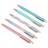 Ballpoint Pens Waterproof Ink Lightweight Portable Plastic Pressing Type Clip Design Writing Ballpoint Pens Set of 5pcs - Top-Down View