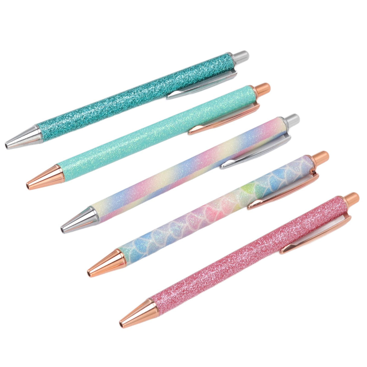 Ballpoint Pens Waterproof Ink Lightweight Portable Plastic Pressing Type Clip Design Writing Ballpoint Pens Set of 5pcs