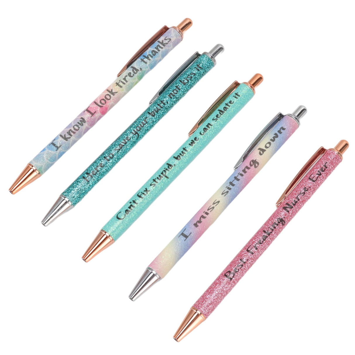 Ballpoint Pens Waterproof Ink Lightweight Portable Plastic Pressing Type Clip Design Writing Ballpoint Pens Set of 5pcs