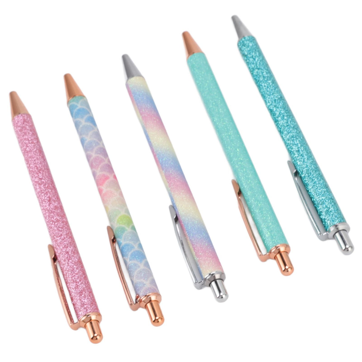 Ballpoint Pens Waterproof Ink Lightweight Portable Plastic Pressing Type Clip Design Writing Ballpoint Pens Set of 5pcs