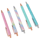 Ballpoint Pens Waterproof Ink Lightweight Portable Plastic Pressing Type Clip Design Writing Ballpoint Pens Set of 5pcs