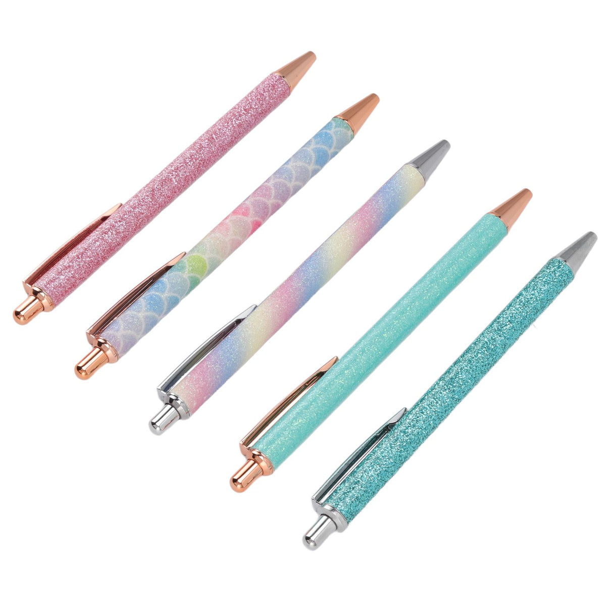 Ballpoint Pens Waterproof Ink Lightweight Portable Plastic Pressing Type Clip Design Writing Ballpoint Pens Set of 5pcs
