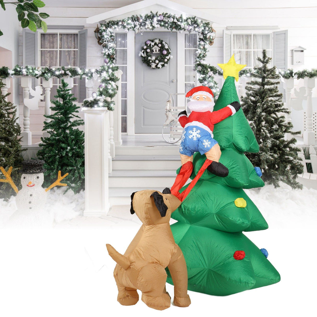 Dog Bite Old Man's Christmas Tree LED Growing Inflatable Christmas Tree for Outdoor Grden Yard AU 100‑240V