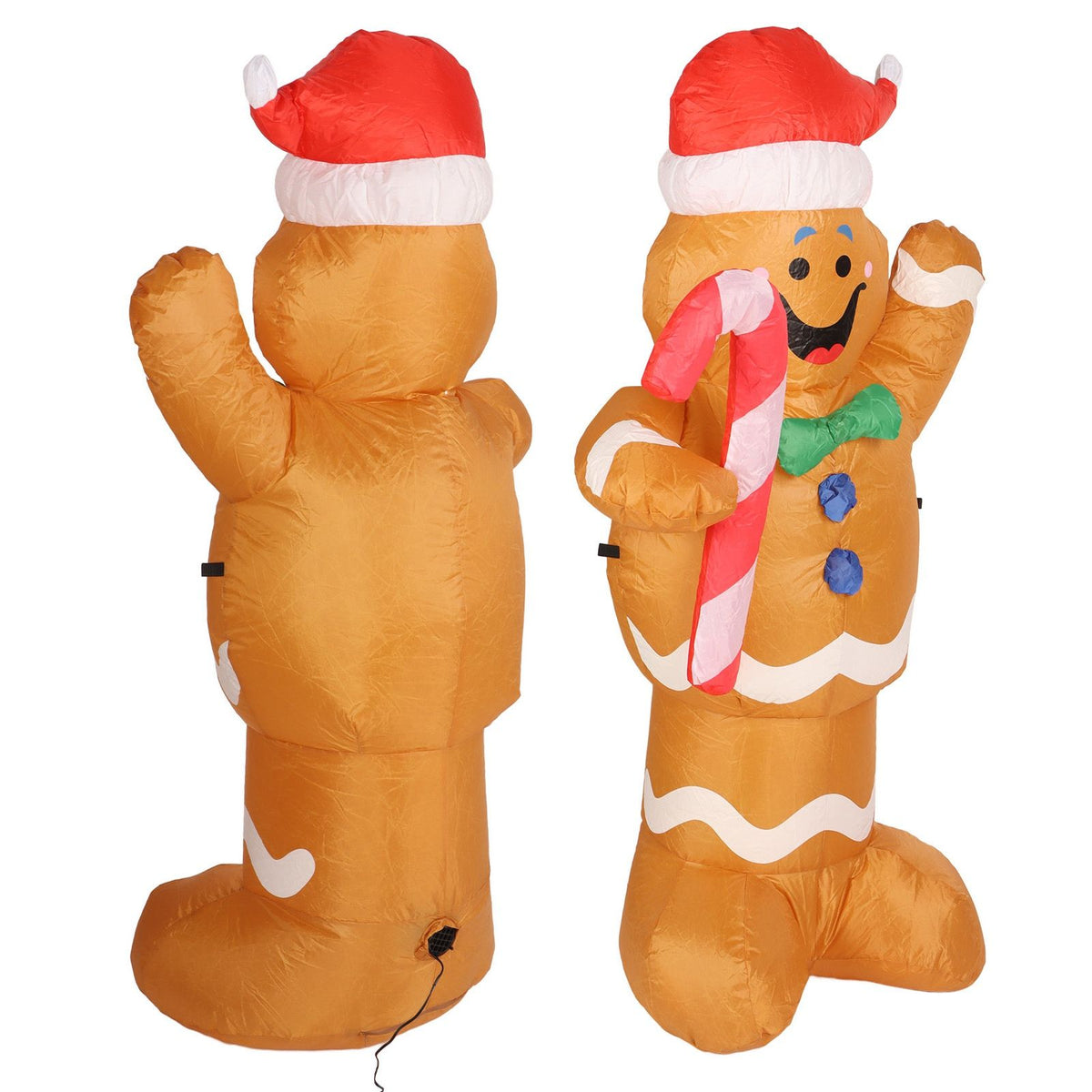 1.5m Height Christmas Inflatables Gingerbread Man with Candy Canes Blow Up Yard Decoration Snowman with LED Lights AU Plug 100‑240V