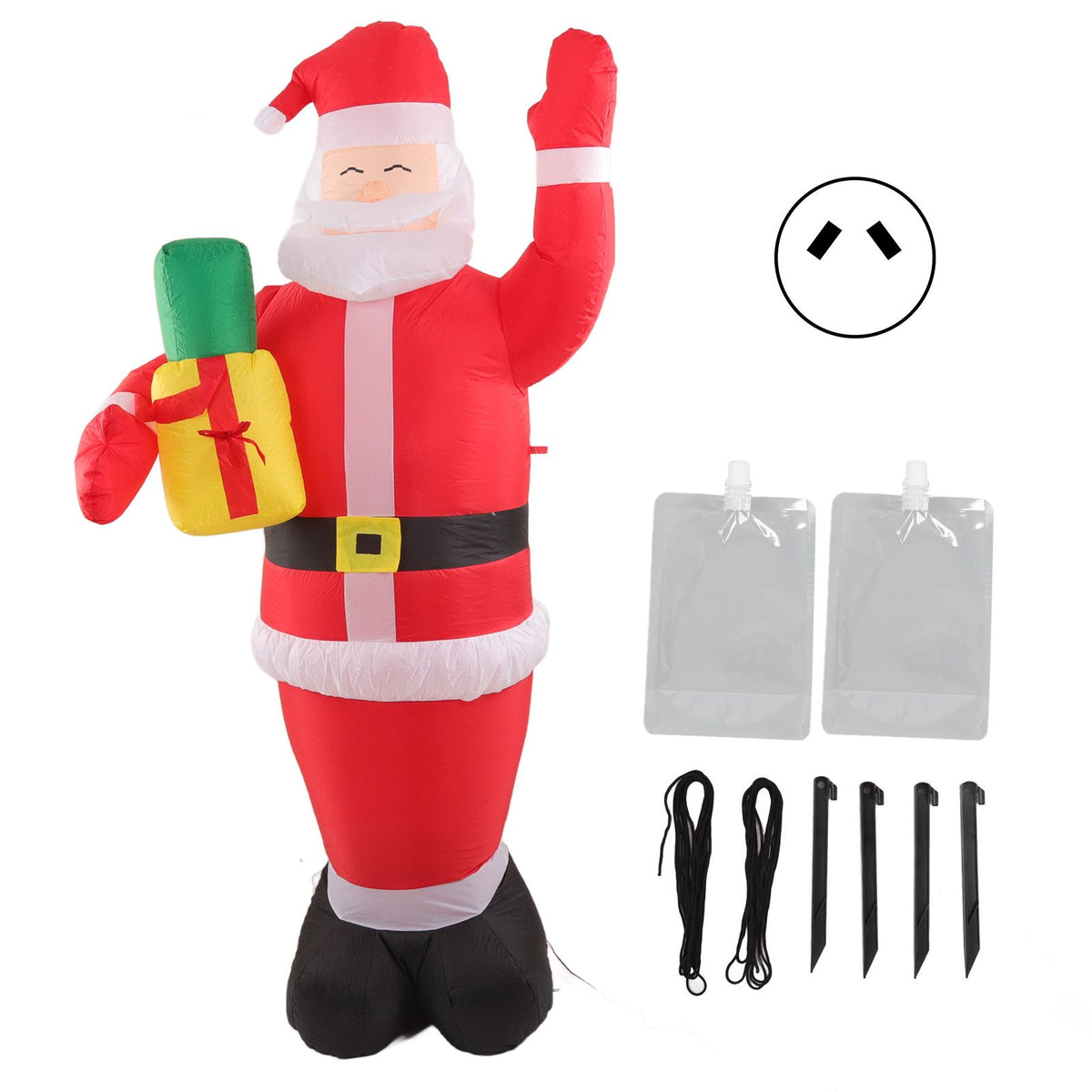 Inflatable Christmas Old Man Model with Gift Bag in Hand LED Growing Inflatable Christmas Man for Outdoor Garden Yard AU 100‑240V