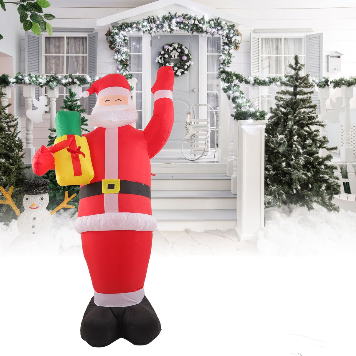 Inflatable Christmas Old Man Model with Gift Bag in Hand LED Growing Inflatable Christmas Man for Outdoor Garden Yard AU 100‑240V