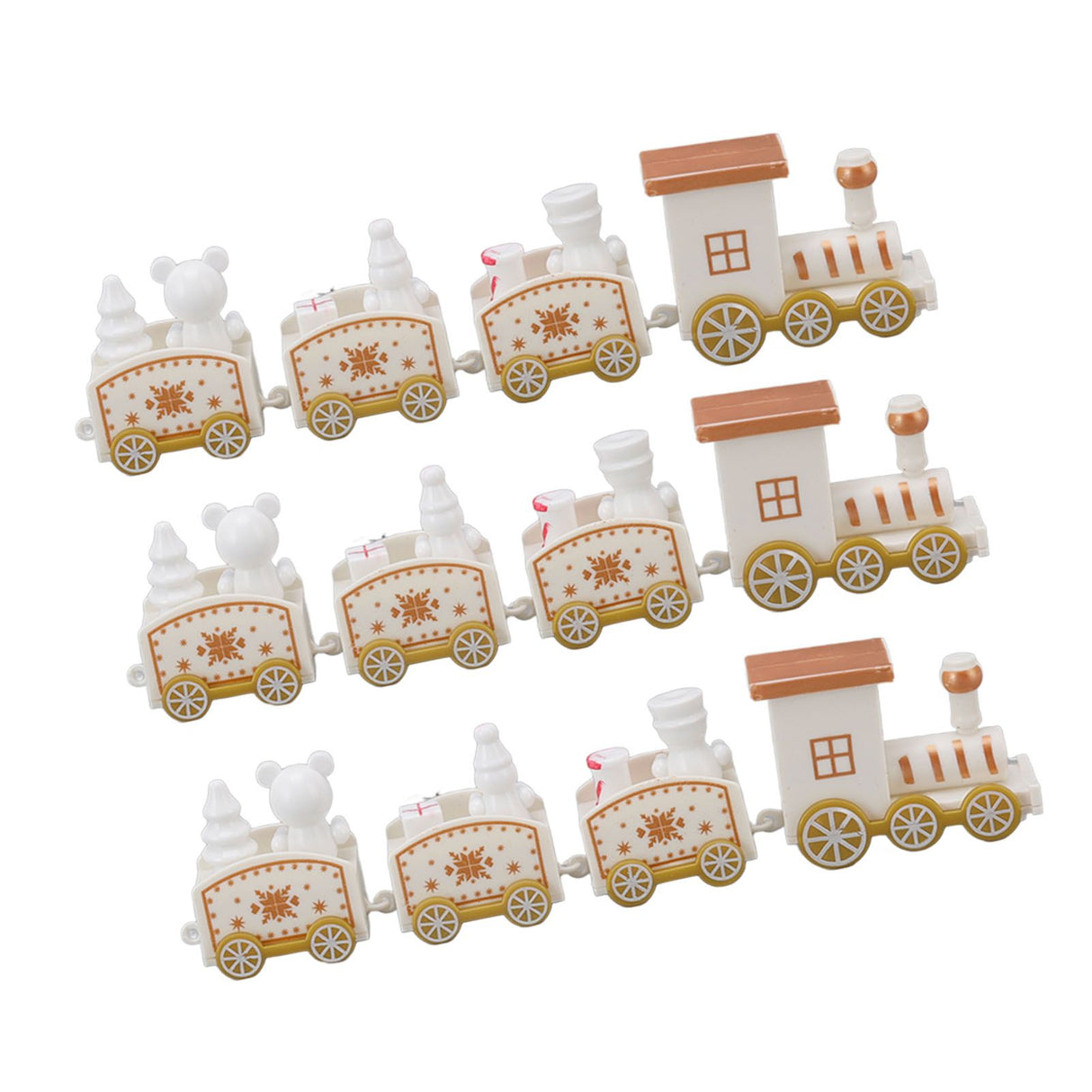 3 Sets Small Train Christmas Decorations Exquisite Mini Train Decor Set Christmas Decoration Props White