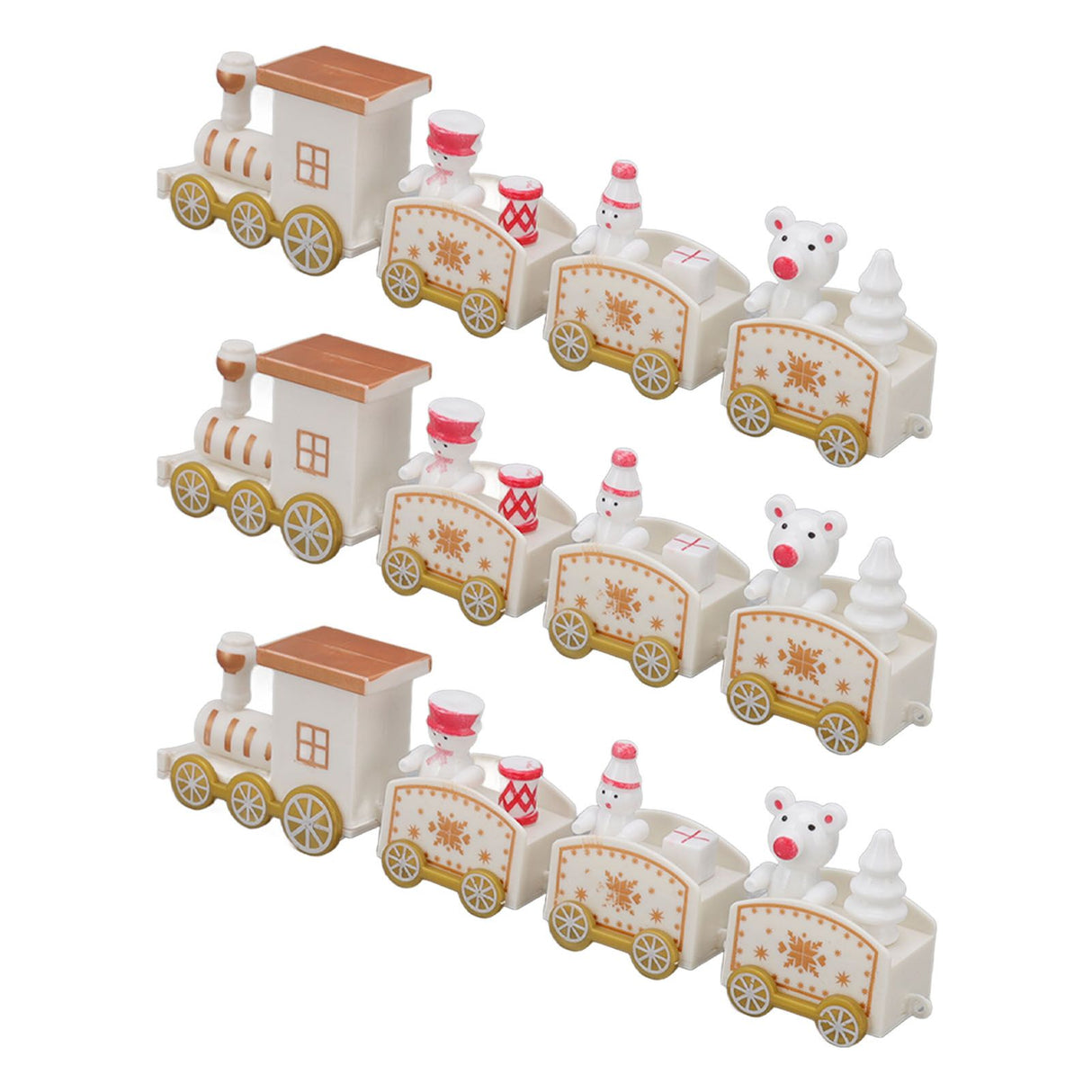 3 Sets Small Train Christmas Decorations Exquisite Mini Train Decor Set Christmas Decoration Props White