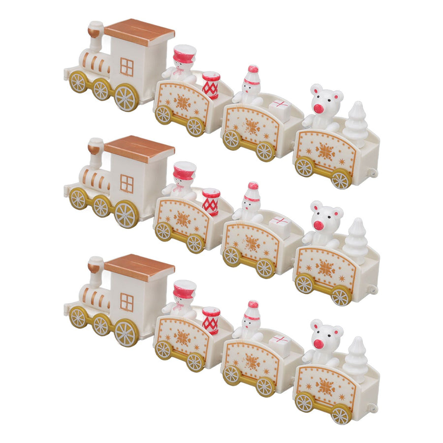3 Sets Small Train Christmas Decorations Exquisite Mini Train Decor Set Christmas Decoration Props White