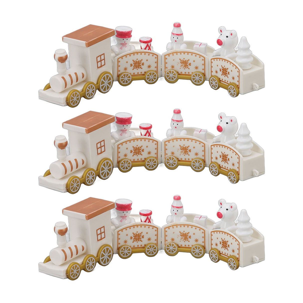 3 Sets Small Train Christmas Decorations Exquisite Mini Train Decor Set Christmas Decoration Props White
