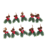 10Pcs Christmas Picks Pinecone Red Berry Pin Needle Artificial Delicate Christmas Decorations