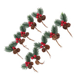 10Pcs Christmas Picks Pinecone Red Berry Pin Needle Artificial Delicate Christmas Decorations - Top-Down View