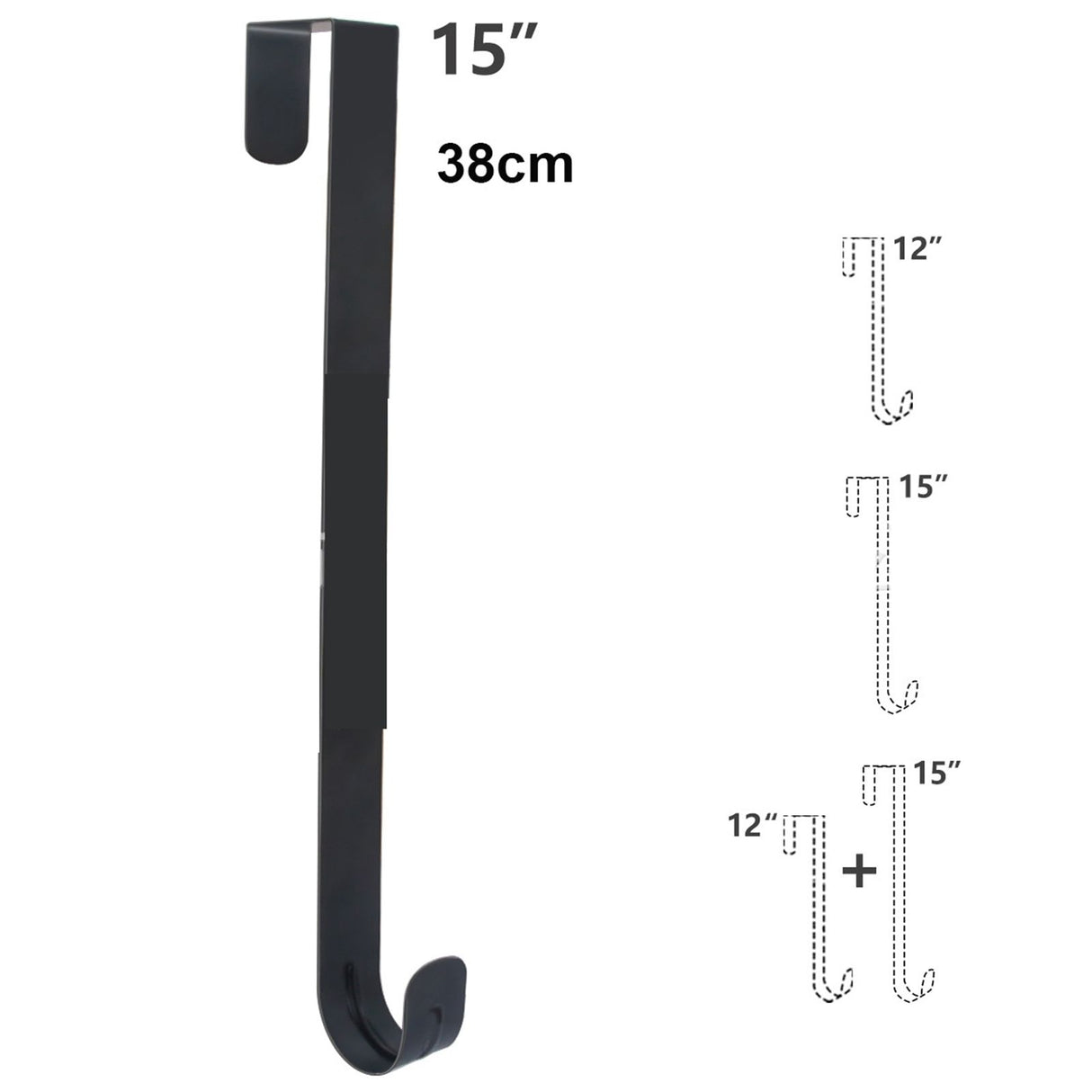 Adjustable Wreath Door Hanger Damage Free Wreaths Hanging Over The Door Hooks Iron Door Hanger for Christmas Wreath Black