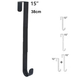 Adjustable Wreath Door Hanger Damage Free Wreaths Hanging Over The Door Hooks Iron Door Hanger for Christmas Wreath Black - Close-Up Angle