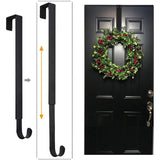 Adjustable Wreath Door Hanger Damage Free Wreaths Hanging Over The Door Hooks Iron Door Hanger for Christmas Wreath Black - Extra Image