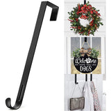 Adjustable Wreath Door Hanger Damage Free Wreaths Hanging Over The Door Hooks Iron Door Hanger for Christmas Wreath Black - Extra Image