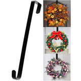 Adjustable Wreath Door Hanger Damage Free Wreaths Hanging Over The Door Hooks Iron Door Hanger for Christmas Wreath Black - Extra Image