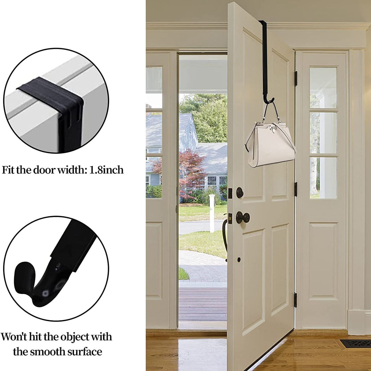 Adjustable Wreath Door Hanger Damage Free Wreaths Hanging Over The Door Hooks Iron Door Hanger for Christmas Wreath Black