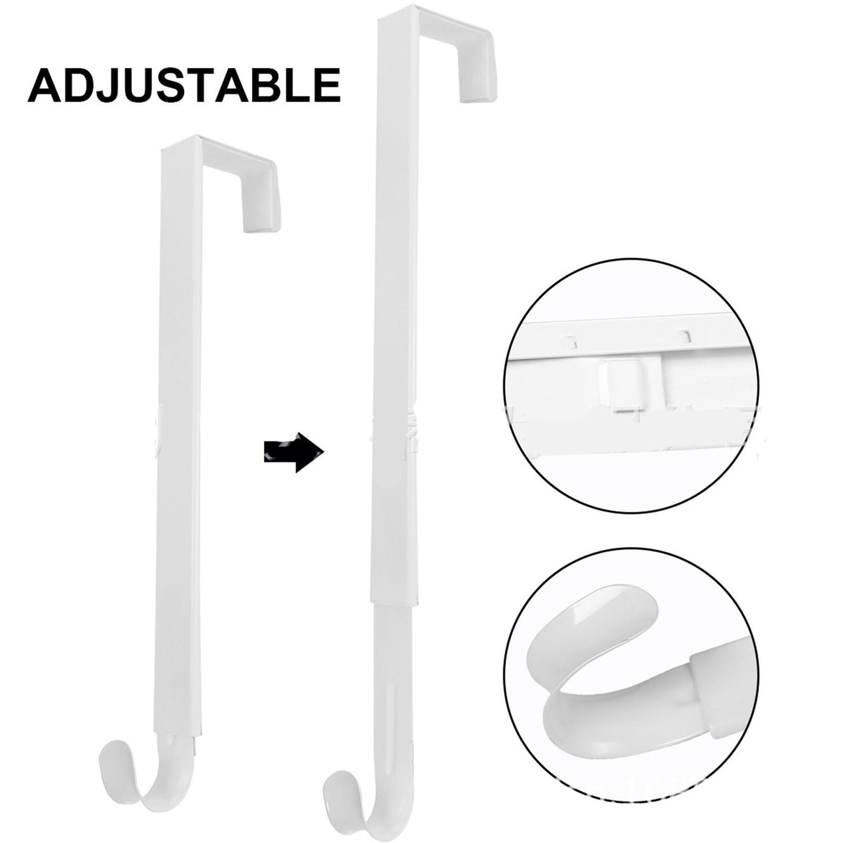 Adjustable Wreath Door Hanger Damage Free Wreaths Hanging Over The Door Hooks Iron Door Hanger for Christmas Wreath White