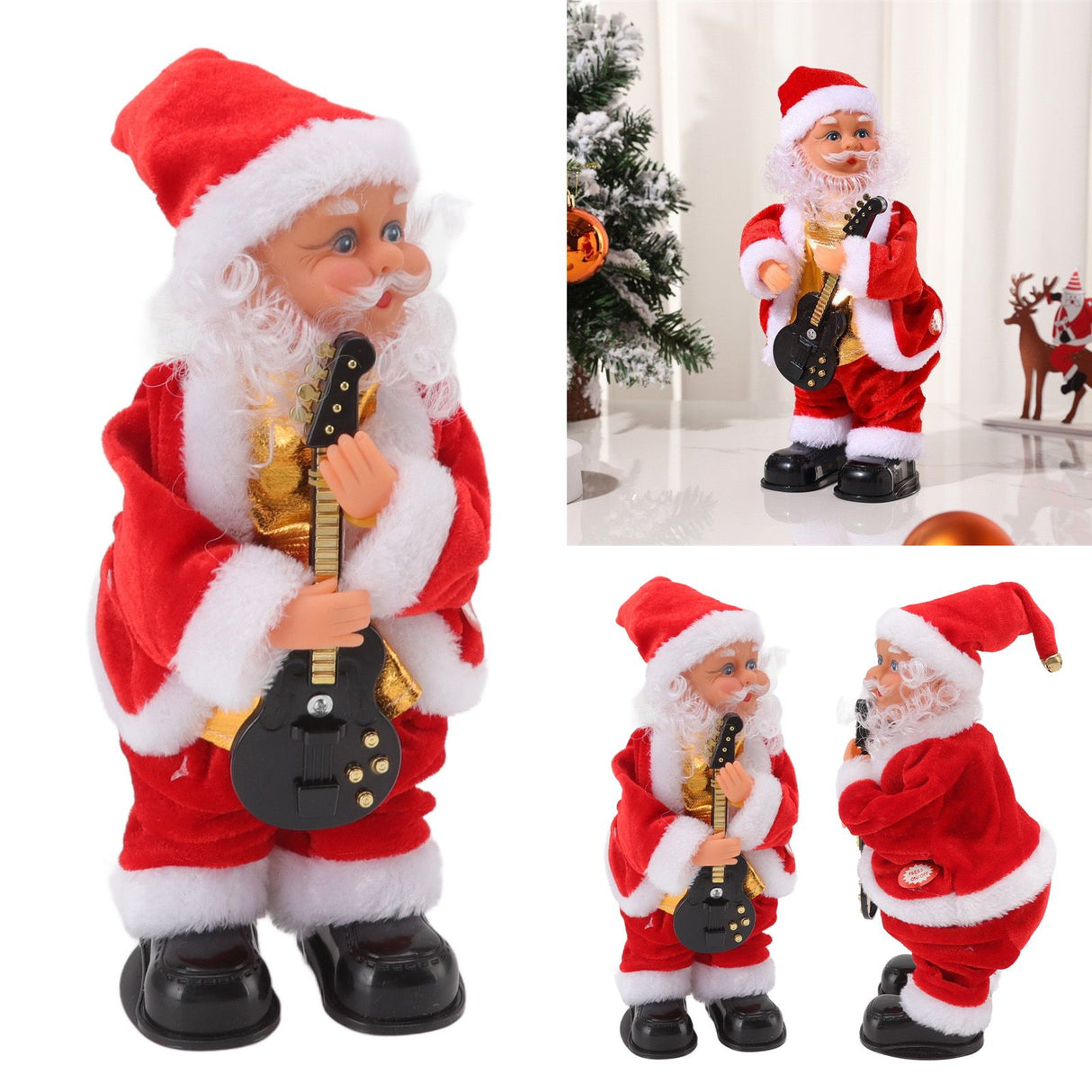 Electric Musical Dancing Christmas Old Man Interesting Hip Shaking Christmas Old Man Doll Decoration Gifts Guitar