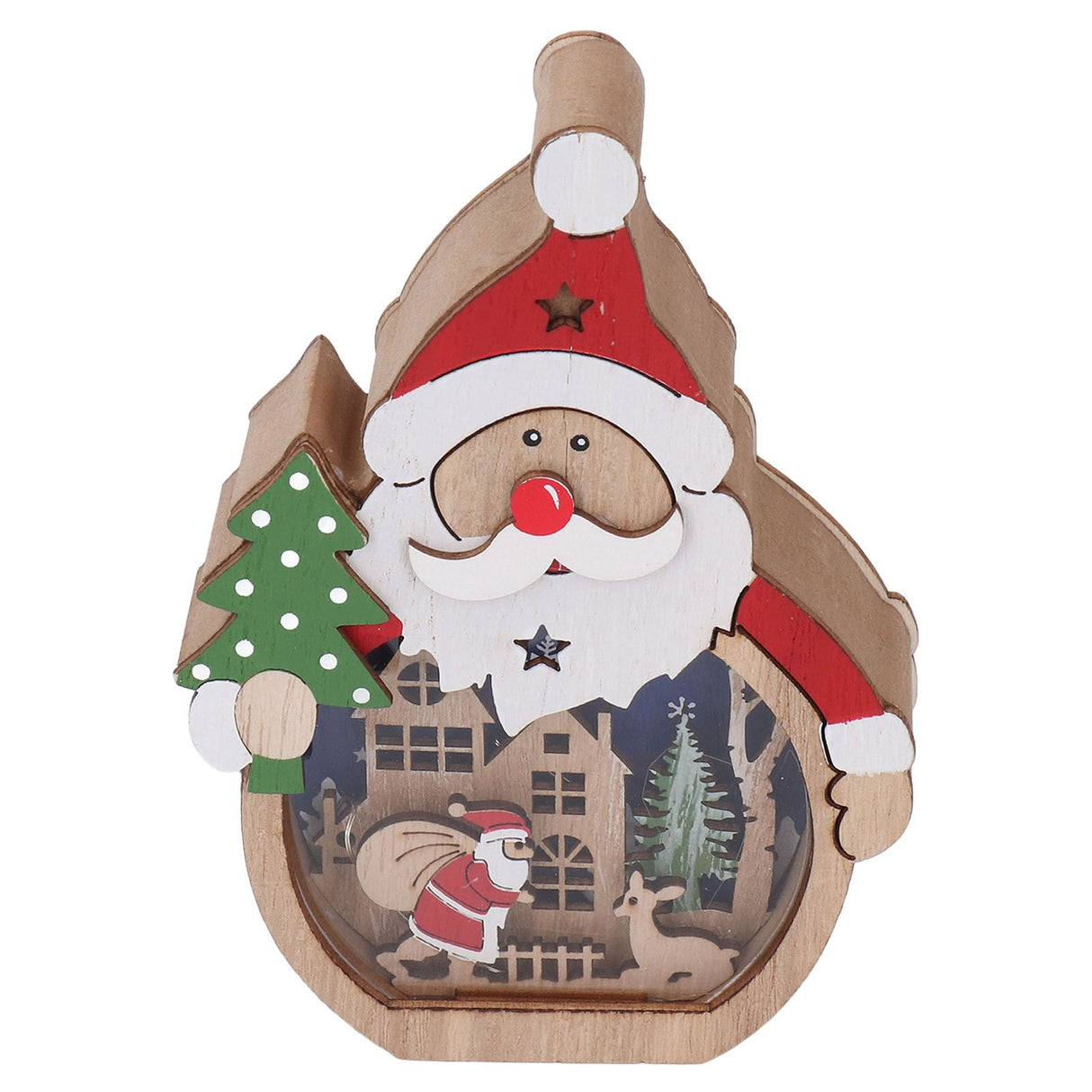 Luminous Christmas Ornament LED Light Emitting Wooden Christmas Decorations Ornaments Gifts for Hotel Window Display Old Man