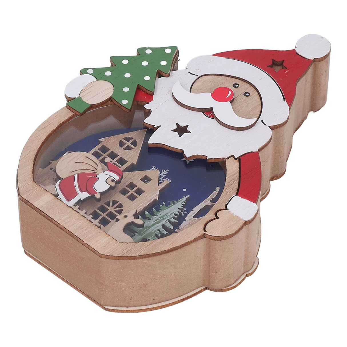 Luminous Christmas Ornament LED Light Emitting Wooden Christmas Decorations Ornaments Gifts for Hotel Window Display Old Man