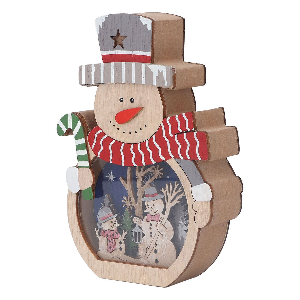 Luminous Christmas Ornament LED Light Emitting Wooden Christmas Decorations Ornaments Gifts for Hotel Window Display Snowman