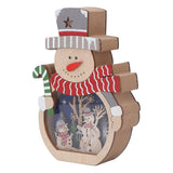 Luminous Christmas Ornament LED Light Emitting Wooden Christmas Decorations Ornaments Gifts for Hotel Window Display Snowman - Front View