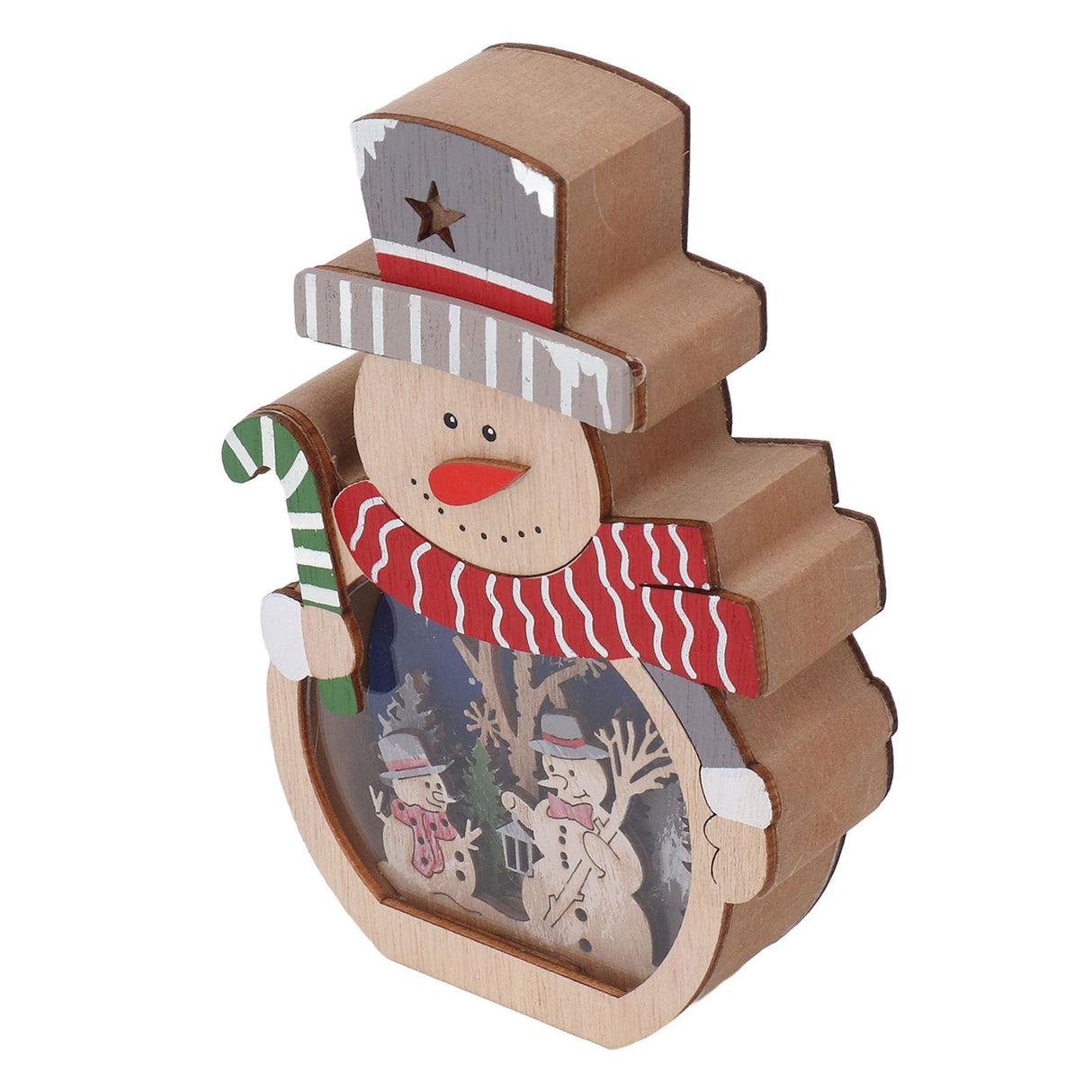 Luminous Christmas Ornament LED Light Emitting Wooden Christmas Decorations Ornaments Gifts for Hotel Window Display Snowman