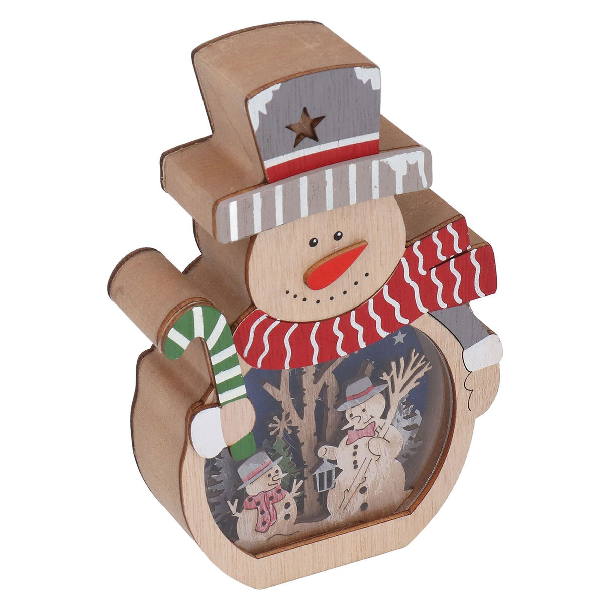 Luminous Christmas Ornament LED Light Emitting Wooden Christmas Decorations Ornaments Gifts for Hotel Window Display Snowman