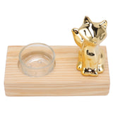 Tealight Candle Holder Walnut Glass Ceramic Decorative Golden Romantic Wooden Candle Holder Ornaments