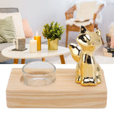 Tealight Candle Holder Walnut Glass Ceramic Decorative Golden Romantic Wooden Candle Holder Ornaments