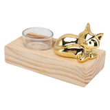 Candle Holder Decor Nordic Wooden Ceramic Glass Household Party Bedroom Ornament Gift - Side View