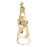 Christmas Tree Candlesticks Gold Iron Small Round Cup Xmas Light Candle Holders with Apricot Leaves for Table Decoration