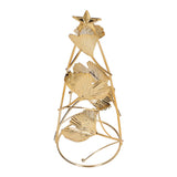 Christmas Tree Candlesticks Gold Iron Small Round Cup Xmas Light Candle Holders with Apricot Leaves for Table Decoration
