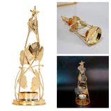 Christmas Tree Candlesticks Gold Iron Small Round Cup Xmas Light Candle Holders with Apricot Leaves for Table Decoration