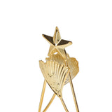 Christmas Tree Candlesticks Gold Iron Small Round Cup Xmas Light Candle Holders with Apricot Leaves for Table Decoration - Extra Image