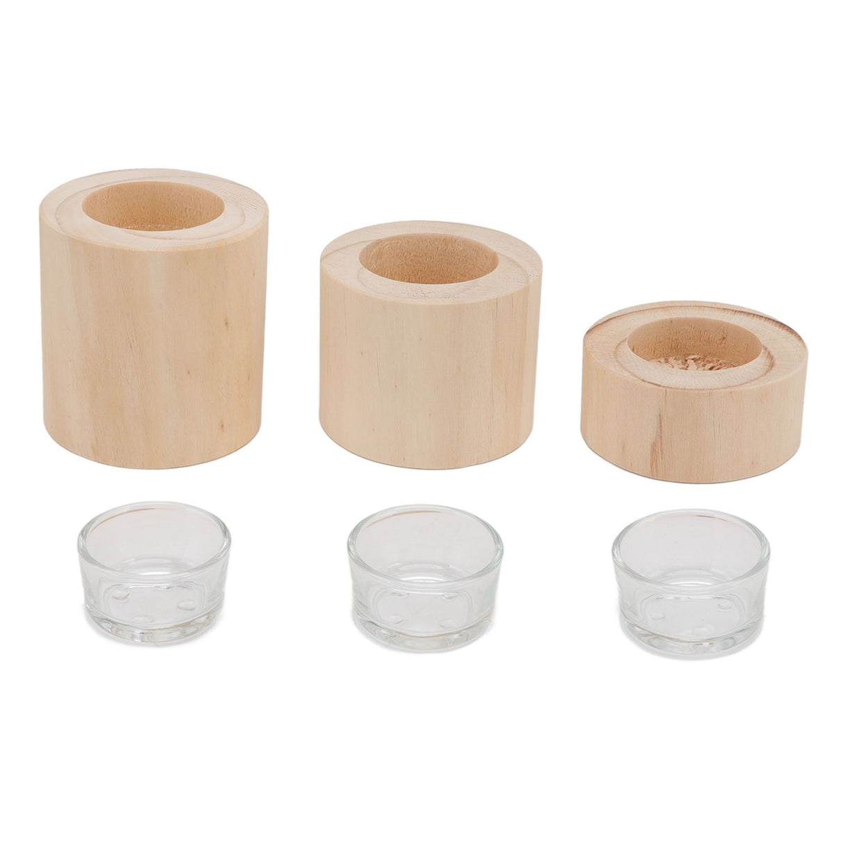 3Pcs Wooden Candle Cup Holders Low Medium High Simple Wooden Candlestick for Living Room Office Study Bedroom