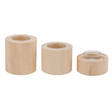 3Pcs Wooden Candle Cup Holders Low Medium High Simple Wooden Candlestick for Living Room Office Study Bedroom - Front View