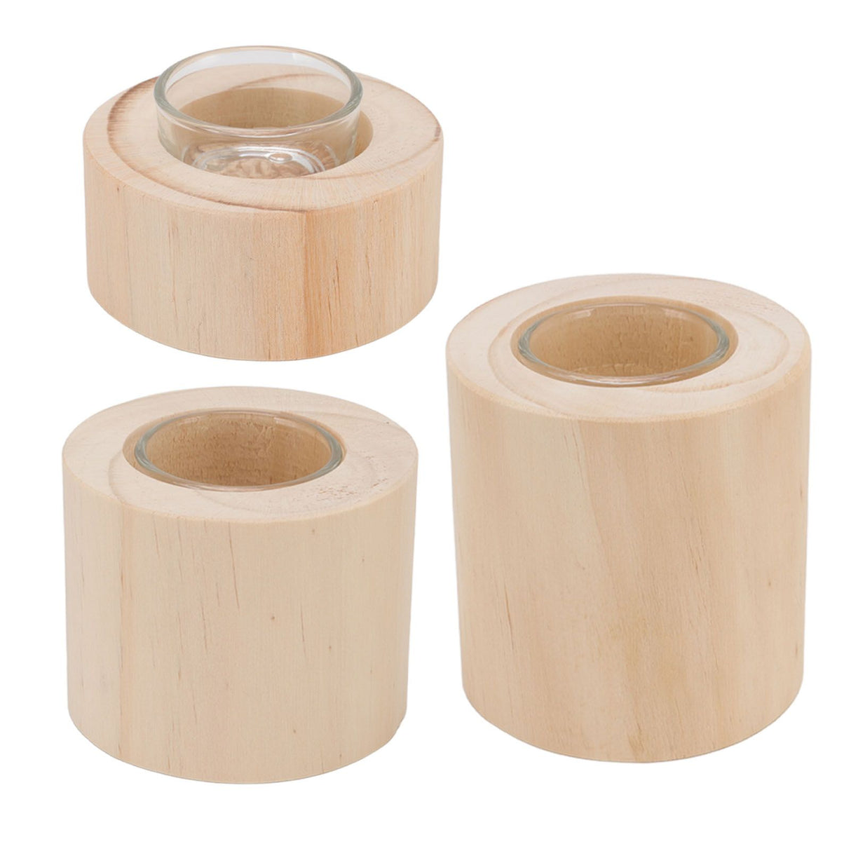 3Pcs Wooden Candle Cup Holders Low Medium High Simple Wooden Candlestick for Living Room Office Study Bedroom