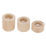 3Pcs Wooden Candle Cup Holders Low Medium High Simple Wooden Candlestick for Living Room Office Study Bedroom - Top-Down View