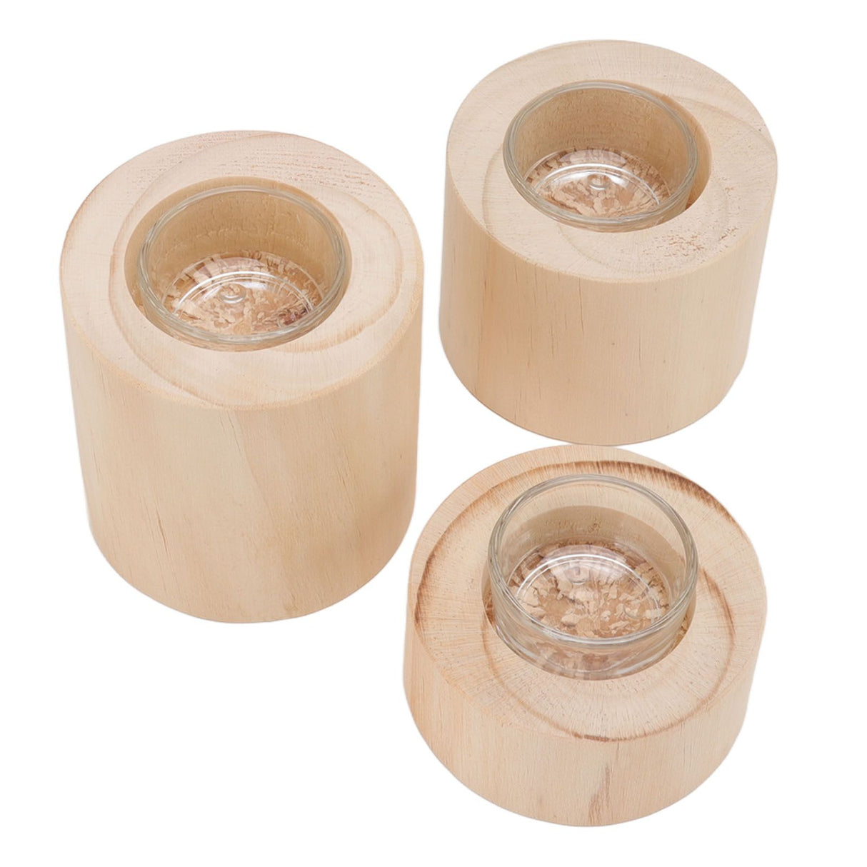 3Pcs Wooden Candle Cup Holders Low Medium High Simple Wooden Candlestick for Living Room Office Study Bedroom