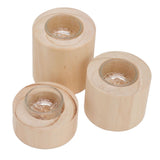 3Pcs Wooden Candle Cup Holders Low Medium High Simple Wooden Candlestick for Living Room Office Study Bedroom - Rear View