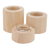 3Pcs Wooden Candle Cup Holders Low Medium High Simple Wooden Candlestick for Living Room Office Study Bedroom - Low Angle
