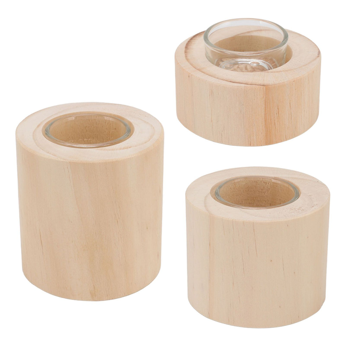 3Pcs Wooden Candle Cup Holders Low Medium High Simple Wooden Candlestick for Living Room Office Study Bedroom
