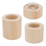 3Pcs Wooden Candle Cup Holders Low Medium High Simple Wooden Candlestick for Living Room Office Study Bedroom - Extra Image
